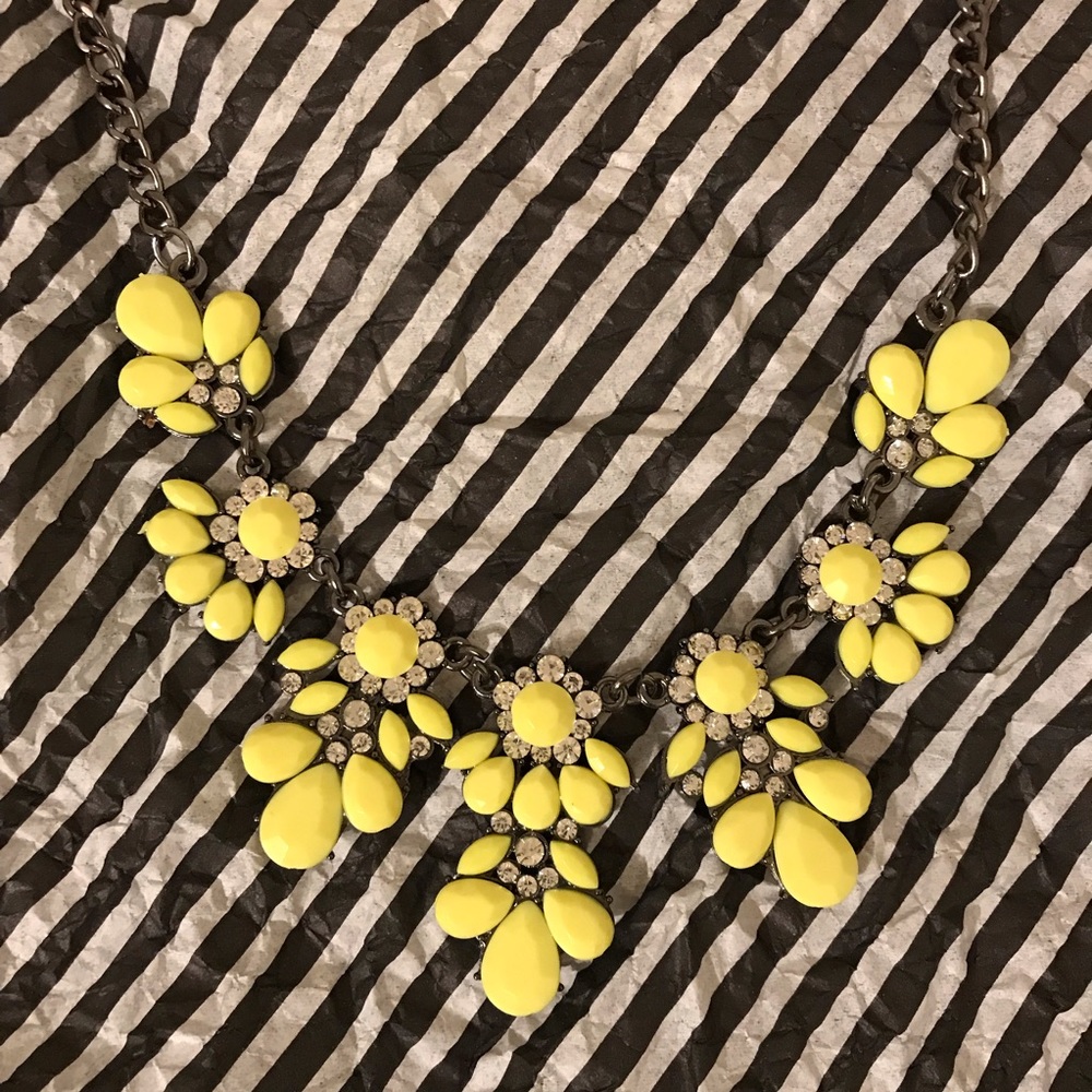 Neon Yellow Rhinestone Statement Necklace